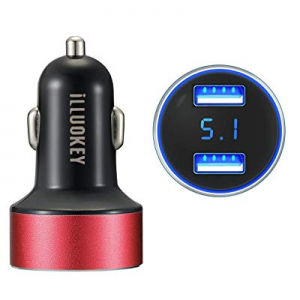 Car Charger, illuOKey 4.8A 24W Dual USB Fast Car Charger with Smart Identification for iPhone X/8/7/