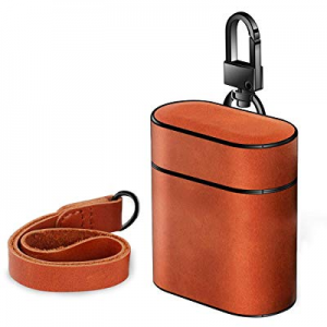 Compatible AirPods Leather Case by UTOPER Genuine Leather Cover Portable Stand Case for Apple AirPod
