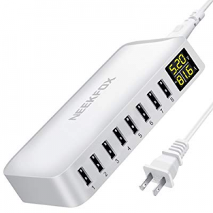 Multi USB Charger Charging Station, NEEKFOX 8-Port USB Charger Station with LCD Display, Desktop USB