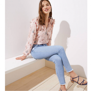 LOFT Blossom Ruffle Keyhole Blouse