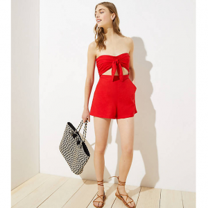 Loft Beach Strapless Cutout Tie Romper