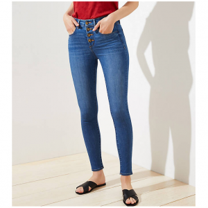 LOFT Curvy High Waist Slim Pocket Skinny Jeans In Staple Dark Indigo Wash
