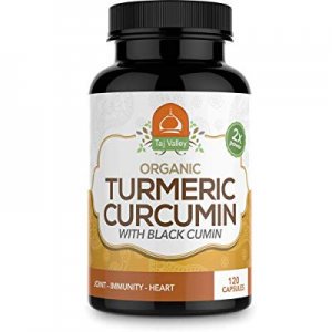 Organic Turmeric Curcumin w/Black Cumin - 1100MG Per Serving - 2X Strength for Maximum Healing and W