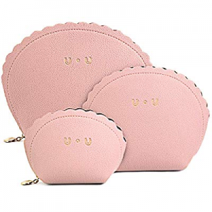 U+U Toiletry Bag for Women, 3 in 1 Portable Carry on Travel Makeup Bag, Soft PU Leather, Pink
