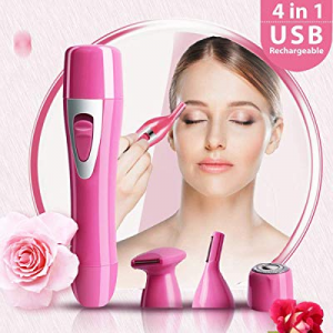 Facial Hair Removal for Women - 4 in 1 Eyebrow Trimmer, Nose Hair Trimmer, Body Shaver and Face Hair