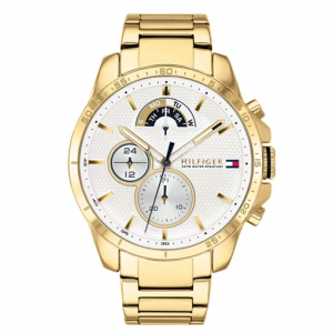 Tommy Hilfiger Men's Gold-Tone Stainless Steel Bracelet Watch 46mm Created for Macy's