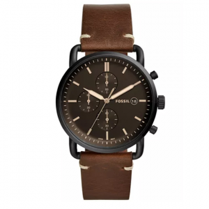 Fossil Men's Chronograph Commuter Brown Leather Strap Watch 42mm