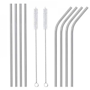 Stainless Steel Straws Set of 8, Reusable Metal Drinking Straws for Cups Yeti Ozark Trail Rtic Tumbl
