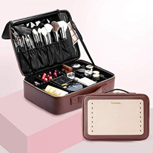 Women Rivet Train Case Makeup Organizer with Compartment Watererproof Travelling Cosmetic Bag for Br