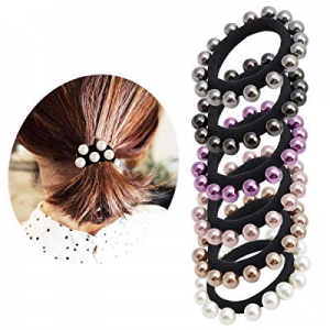 Pearl Elastic Hair Bands Cotton Stretch Hair Ties Ponytail Hair Ropes for Women Girls 6pcs #1