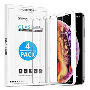 OMOTON [4-Pack] Screen Protector for iPhone Xs Max, 6.5 inch - Tempered Glass/Guide Frame/Easy Insta
