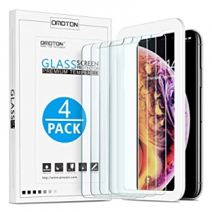 OMOTON [4-Pack] Screen Protector for iPhone Xs & iPhone X, 5.8 inch - Tempered Glass/Guide Frame/Eas