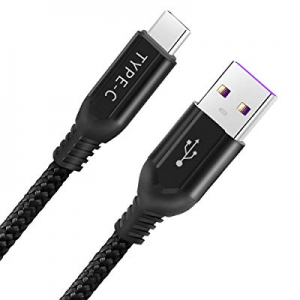 Jiunai Super Charging Cable, 3.9ft 5A Type C Fast Charge Cord Nylon Braided USB C Charger Cable Comp