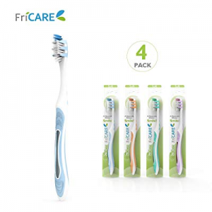 FriCARE Adult Size Manual Toothbrush with Teeth Whitening Soft Bristles, Assorted Colors for Home an