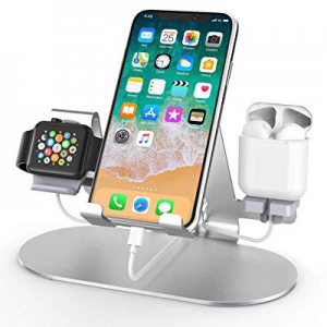 3 in 1 Aluminum Charging Station for Apple Watch Charger Stand Dock for iWatch Series 4/3/2/1,iPad,A