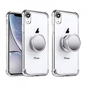 iPhone XR Clear Case with Stand Premium Soft TPU Protective Shockproof Case with Kickstand Grip Iron