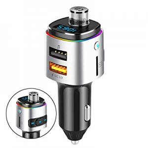 Bluetooth FM Transmitter for Car,IEhotti Car Bluetooth Radio Adapter Full FM Car Kit w/QC 3.0 Fast C