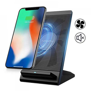 NANFU Fast Wireless Charger, Qi Wireless 7.5W Fast Charging Stand with Cooling Fan Compatible for iP