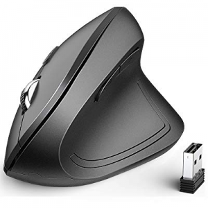 iClever Vertical Mouse - Ergonomic Mouse Wireless 6 Buttons with Adjustable DPI 1000/1600/2000/2400