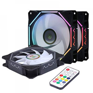 LEDdess 120mm Rainbow Wire RGB LED Computer Case Fan for PC Cases, CPU Coolers, Radiators System (3p