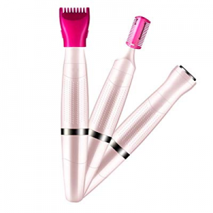 Bikini Trimmer for Women, 3 in 1 Electric Ladies Shaver Facial Hair Painless Removal Eyebrow Trimmer