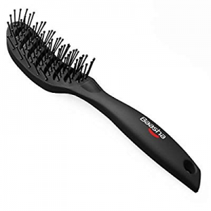 Baasha Vented Wet HairBrush for Styling & Solan Black, Curved Vent Brush for Blow Drying, Curved Qui