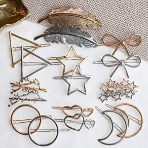 Cholet Minimalist Hair Clips, Fashion Hair Accessories for Women, Girls - 18pcs - Big Hollow Geometr