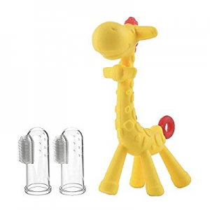 40.0% off Baby Teether with Finger Toothbrush - 3 in Pack - 1x Silicone Infant Training Giraffe Te..