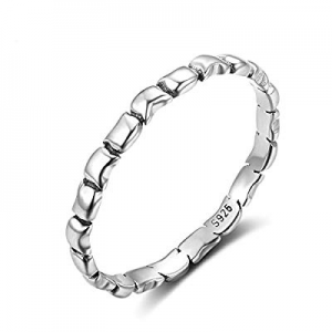 LicLiz Sterling Silver Band Rings for Girls now 60.0% off , Special Irregular Eternity Band Ring 2..