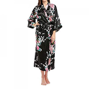 One Day Only！43.0% off SUNNYME Robe for Women Sexy Lace Trim Bride Bridesmaid Robe Satin Kimono Ro..