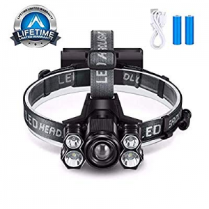 Lihebcen Rechargeable Headlamp now 40.0% off , 10000 Lumens IPX5 Waterproof LED Headlamp with 5 Wo..
