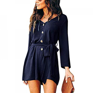 30.0% off CNFIO Short Rompers for Women Casual Long Sleeve Elegant Jumpsuits Playsuits Belted Wrap..