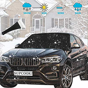 SUPCOOKI Car Windshield Snow Cover Keep Ice and Snow Off with Brush or Shovel Car Front Window Prote