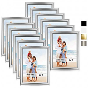 LaVie Home 5x7 Picture Frames (12 Pack now 5.0% off , Silver) Simple Designed Photo Frame with Hig..