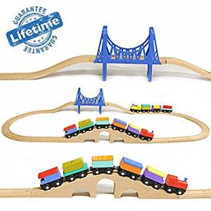 Elk & Bear Wooden Train Cars Railroad Tracks for Kids now 50.0% off , Toddler Toys, Boys, Girls, M..