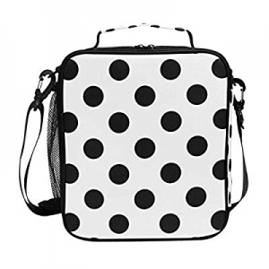 60.0% off Insulated Lunch Box Polka Dot Black White Large Lunch Bag Warmer Cooler Meal Prep Lunch ..