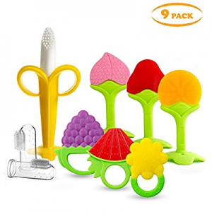 SILIVO 9 Pack Baby-Teething-Toys-Finger-Toothbrushes now 30.0% off , BPA Free Silicone Organic Tee..