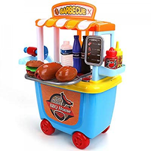 DricRoda BBQ Cart Toy Trolley now 30.0% off , 33 PCS Food Truck, Snack Play Store, Pretend Play Fo..