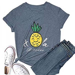 30.0% off Hellopopgo Pineapple Women's Funny Christmas Cute T Shirt Lover Short Sleeve Graphic Tee..