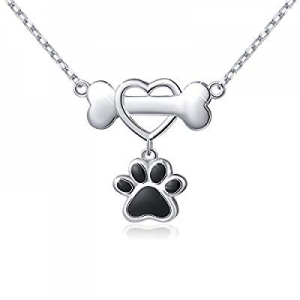 925 Sterling Silver Cute Paw Print Pendant Necklace Christmas Gift for Women now 50.0% off 