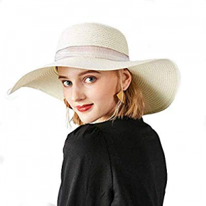 Womens Summer Sun Beach Straw Hat UPF 50 Packable Cap for Travel now 50.0% off 