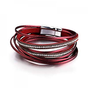 10.0% off Fesciory Women Multi-Layer Leather Wrap Bracelet Handmade Wristband Braided Rope Cuff Ba..