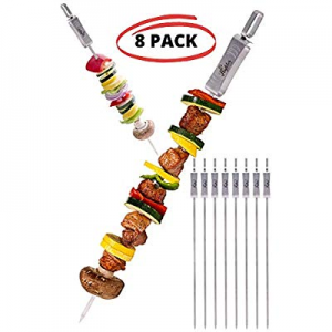 20.0% off FLAFSTER KITCHEN Kebob Skewers Flat Stainless Steel Skewers for Grilling- 16" Long BBQ S..