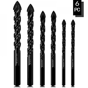 【Black】6PCS Ceramic Tile Drill Bits now 45.0% off , Mgtgbao Concrete Drill Bit Set for Glass, Bric..