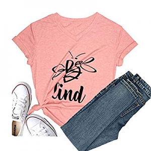 30.0% off Women's Be Kind Short Sleeve Christmas T-Shirt Funny Graphic Tees Casual Inspirational T..