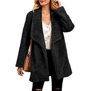 Ferbia Women Faux Fur Jacket Fluffy Fuzzy Lapel Open Front Coat Long Sleeve Thick Warm Outwear now..