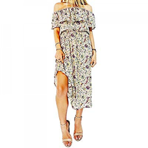 One Day Only！&harmony Women’s On or Off The Shoulder Day Dress - Bohemian Ruffle Dress now 45.0% o..