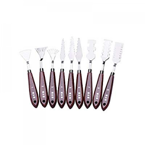 H & B 9-Piece Painting Knife Set – Versatile Stainless Steel and Wood Palette Knife Set for Mixing..