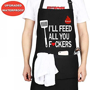 15.0% off Funny Cooking Apron Black for Men Women Funny Cooking Gifts I’ll Feed All You Waterproof..