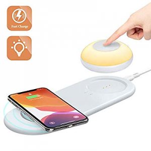 Wireless Charger with LED Night Light,Touch Control Bedside Light,Dimmable Rechargeable Night Light